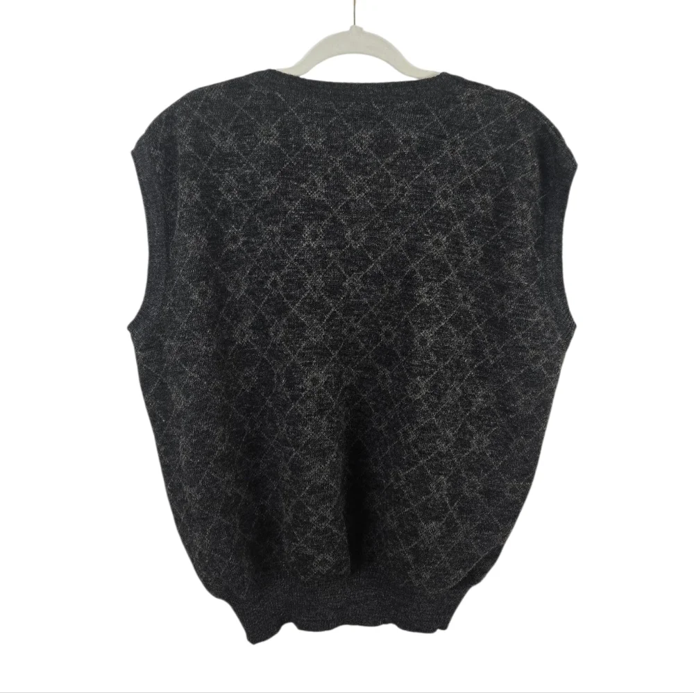 Made In Italy Charcoal Black V-Neck Wool Blend Sweater Vest